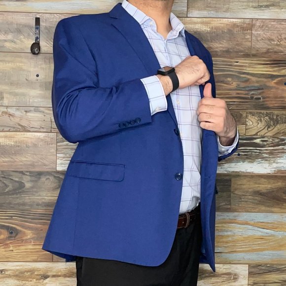 Eleganza Platinum by Giorgio Sanetti Modern Fit Blue Blazer Sport Jacket 48R - Picture 8 of 10